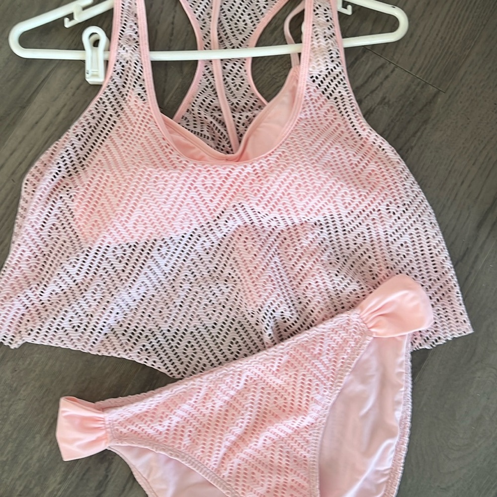 Pink Lace 2 pcs Bathing Suit L